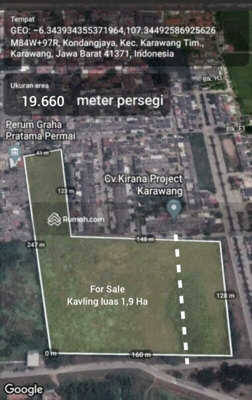 TANAH DIJUAL MURAH DI KARAWANG TIMUR DEKAT STASIUN KLARI